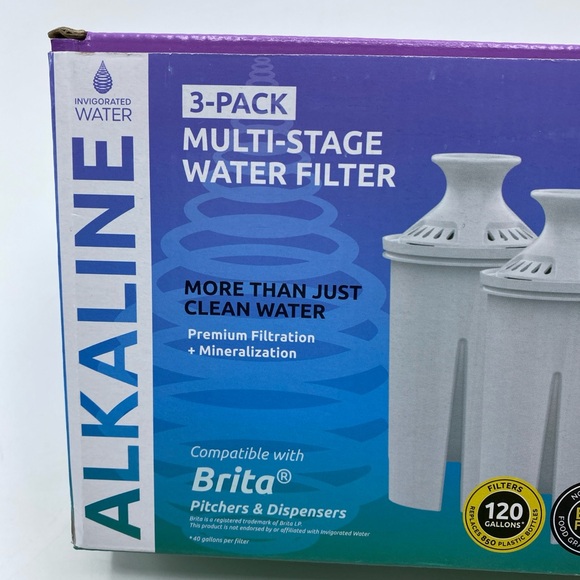 Water Filter Cartridges Alkaline(Compatible W/ Brita Pitchers& Dispensers) 3 PK - Picture 2 of 5